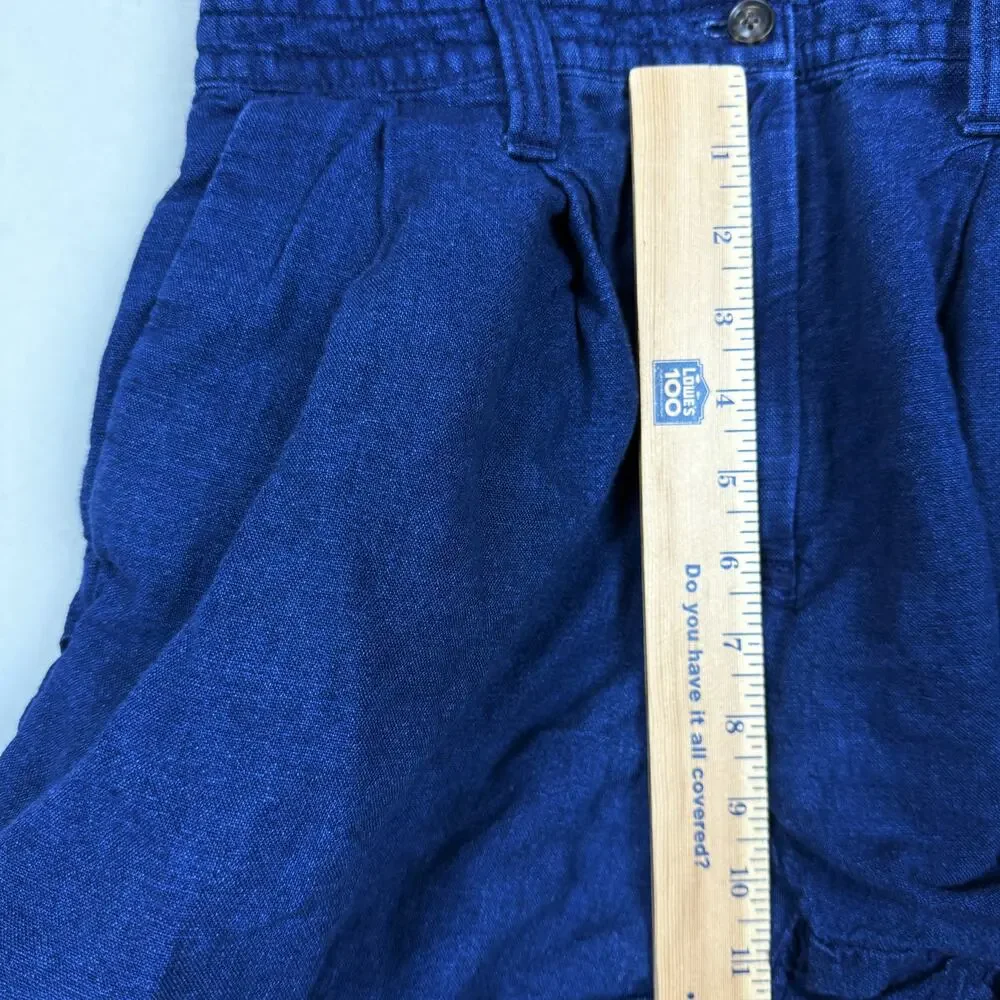Banana Republic Camp Romper Womens 2 Petite Blue Linen Button Front Tie Waist‎
